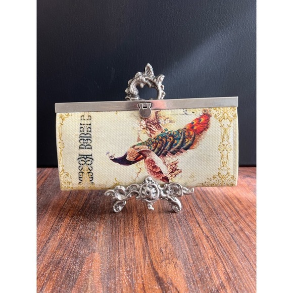 Heirloom Reserve Peacock Clutch Evening Bag Floral Tapestry Small Purse - Picture 4 of 11